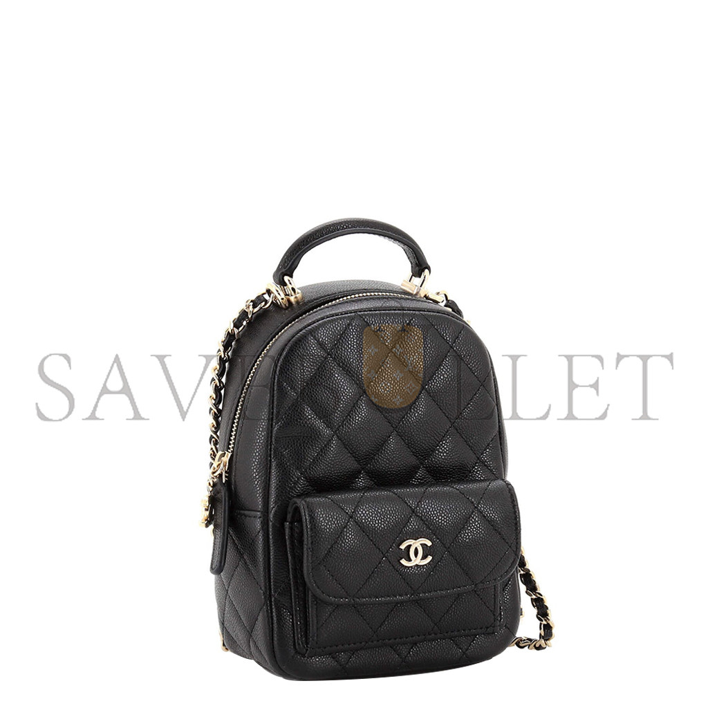 Ch*el master classic cc chain pocket backpack quilted caviar mini ap3753 (18*13*9cm)